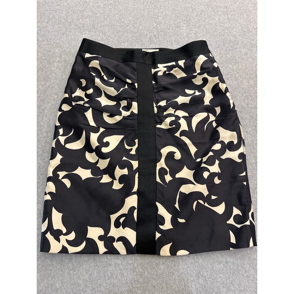 Vintage Milly New York Silk Rouched Black and Cream Skirt -Size 4